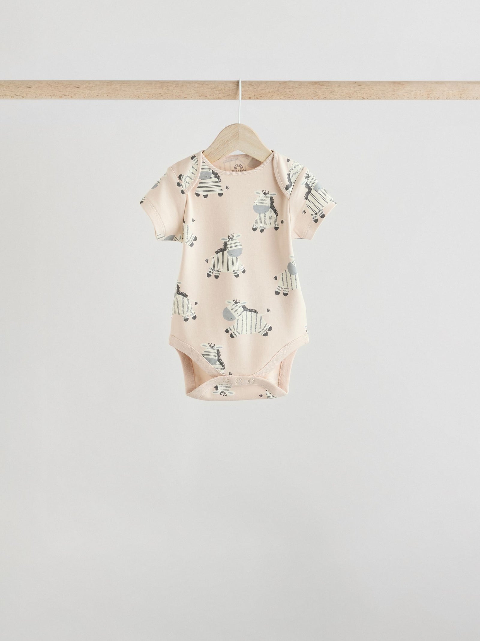 Grey Zebra Baby Short Sleeve Bodysuits 100% Cotton 5 Pack