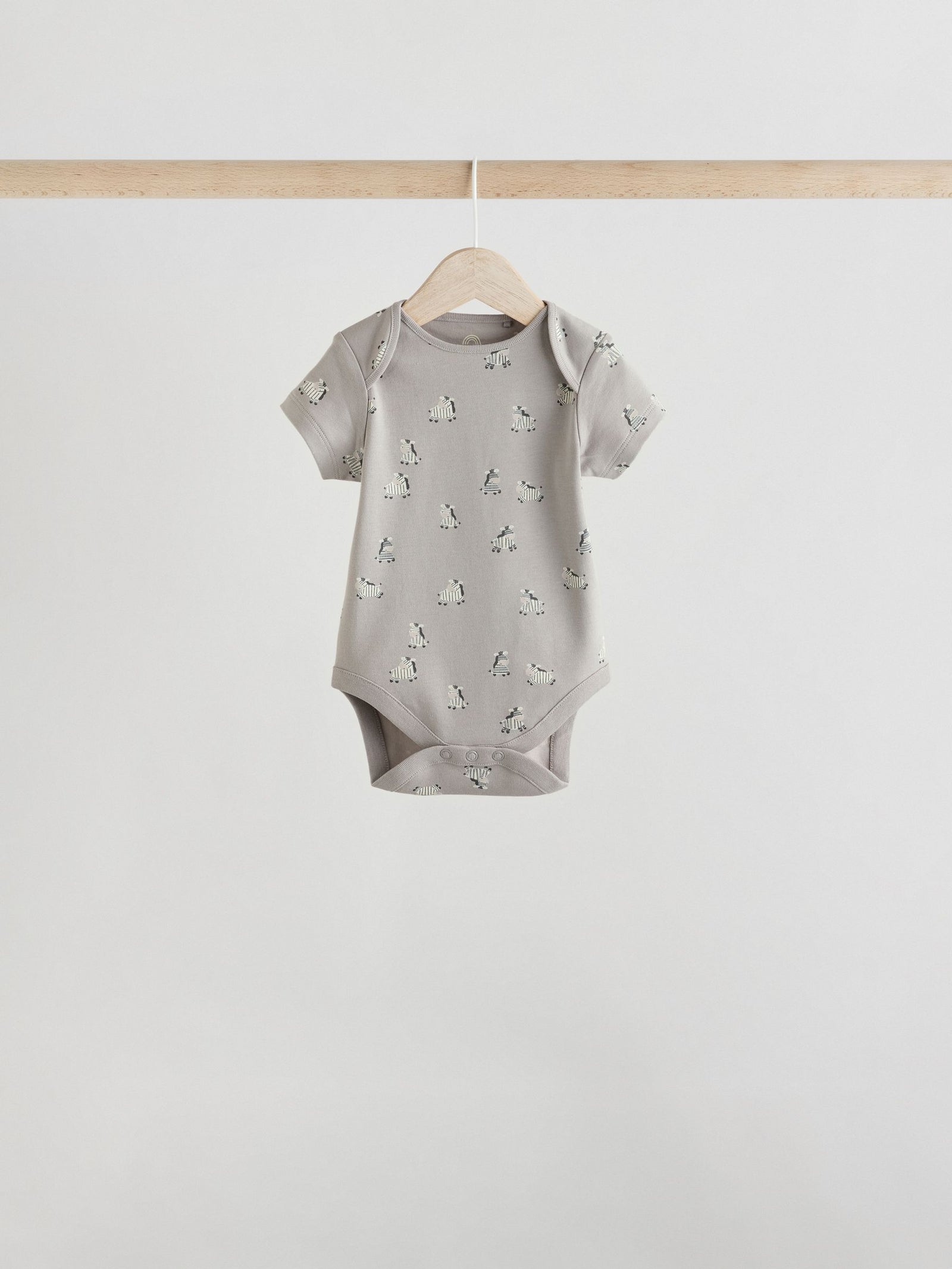 Grey Zebra Baby Short Sleeve Bodysuits 100% Cotton 5 Pack