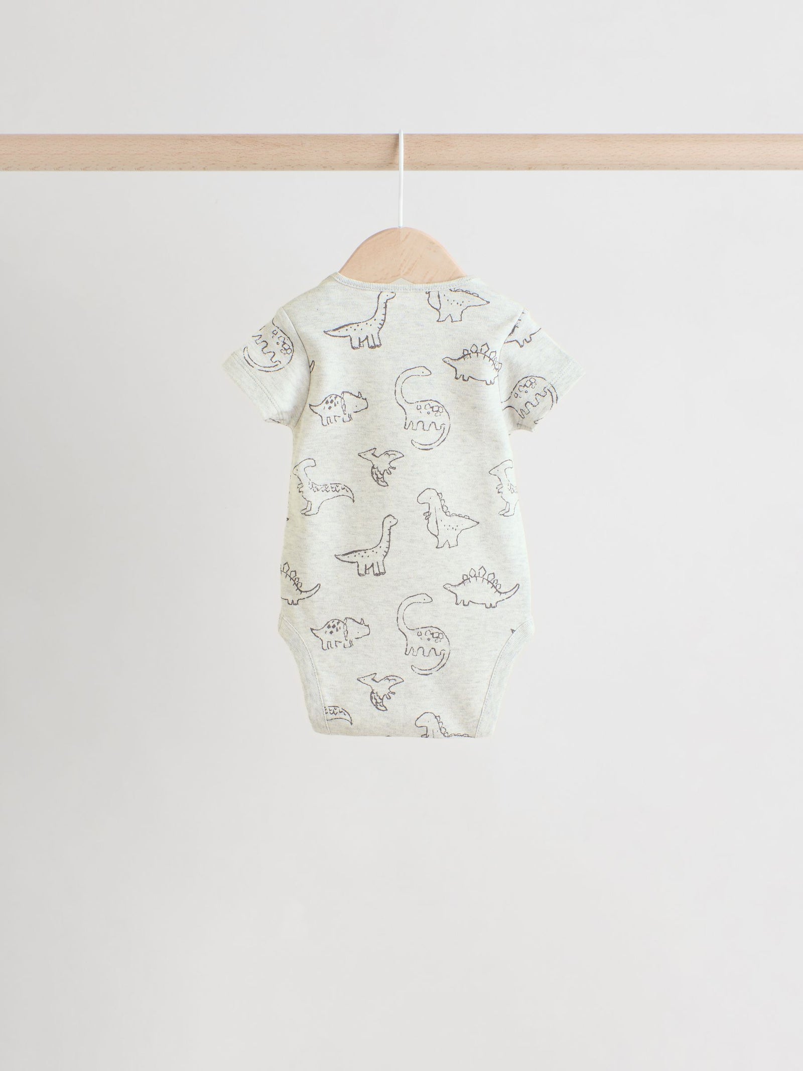Grey Dinosaur Short Sleeve Baby Bodysuits 5 Pack
