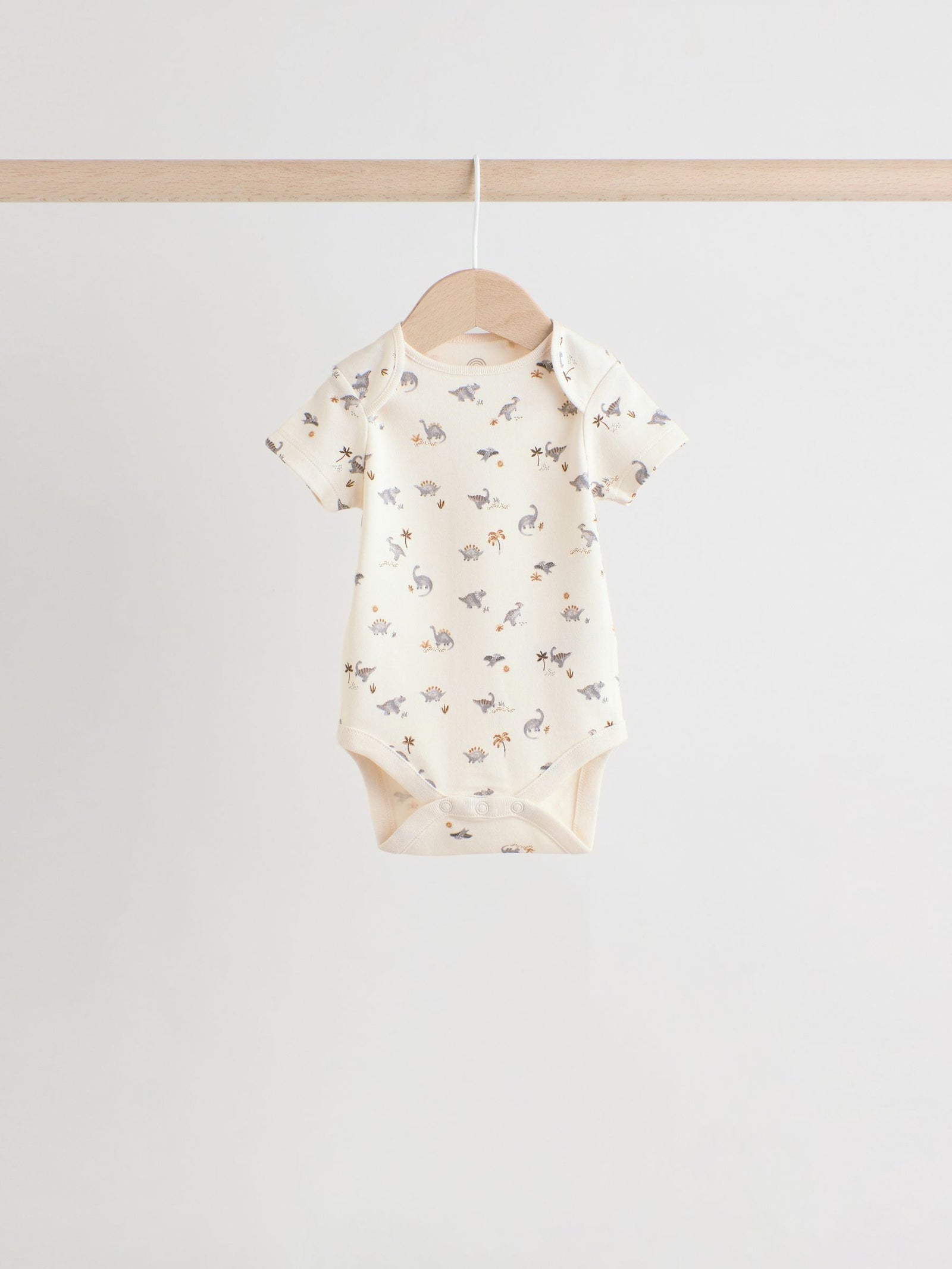 Grey Dinosaur Short Sleeve Baby Bodysuits 5 Pack