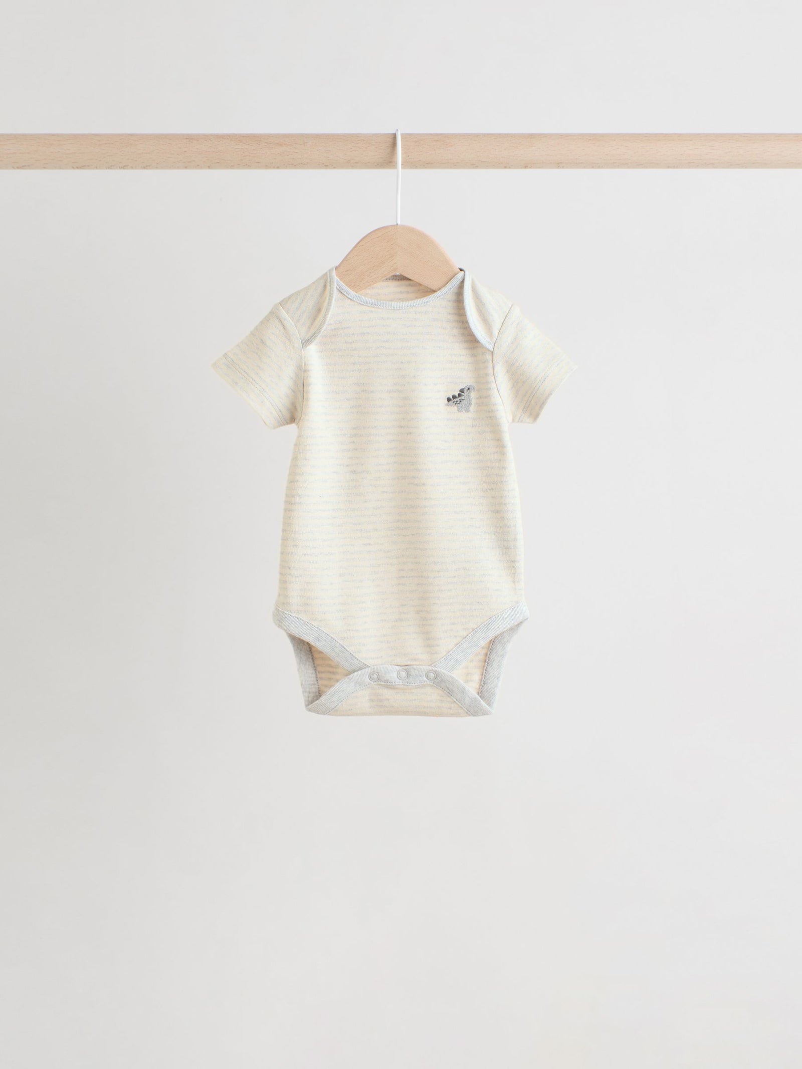 Grey Dinosaur Short Sleeve Baby Bodysuits 5 Pack