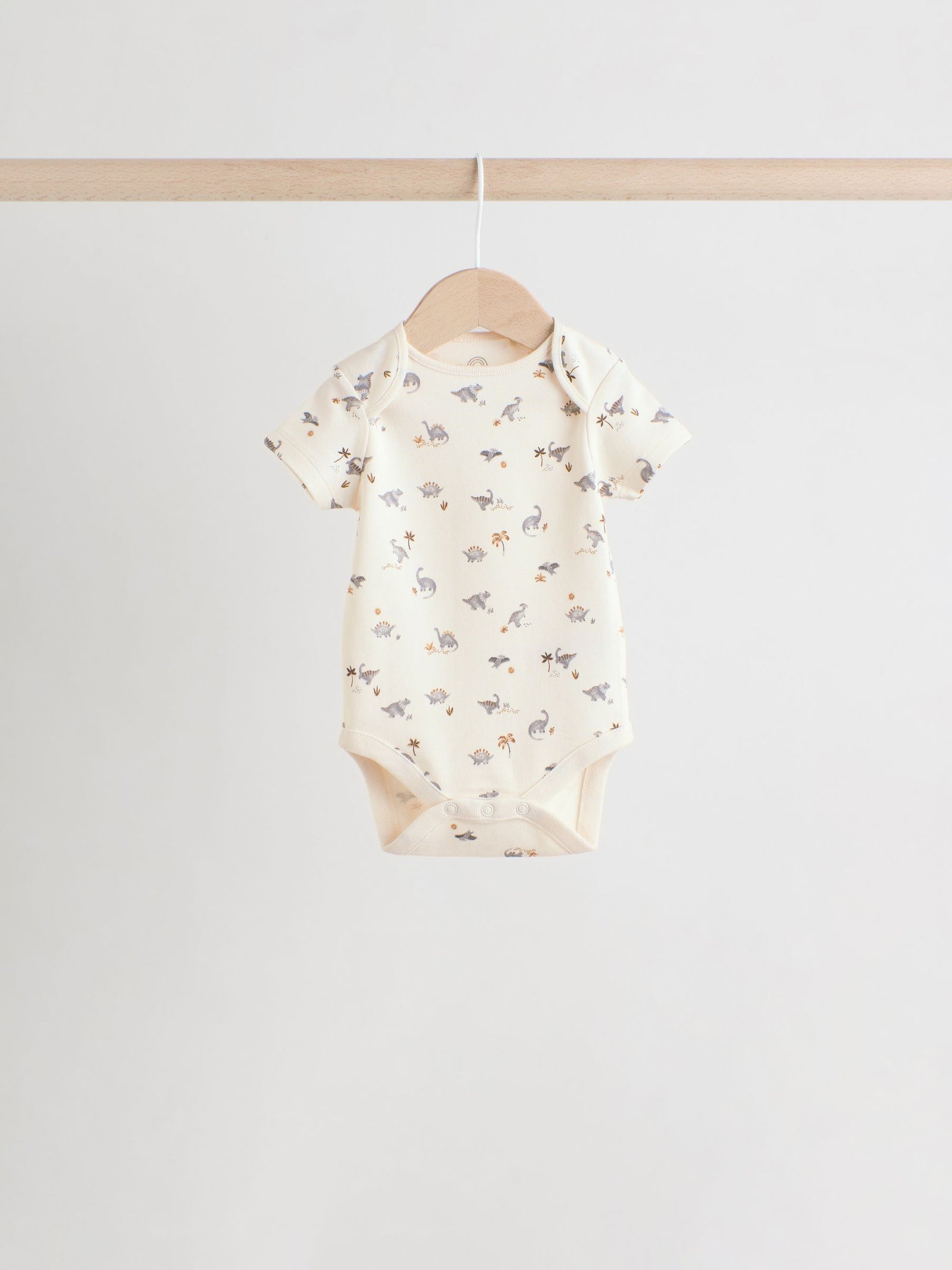 Grey Dinosaur Short Sleeve Baby Bodysuits 5 Pack