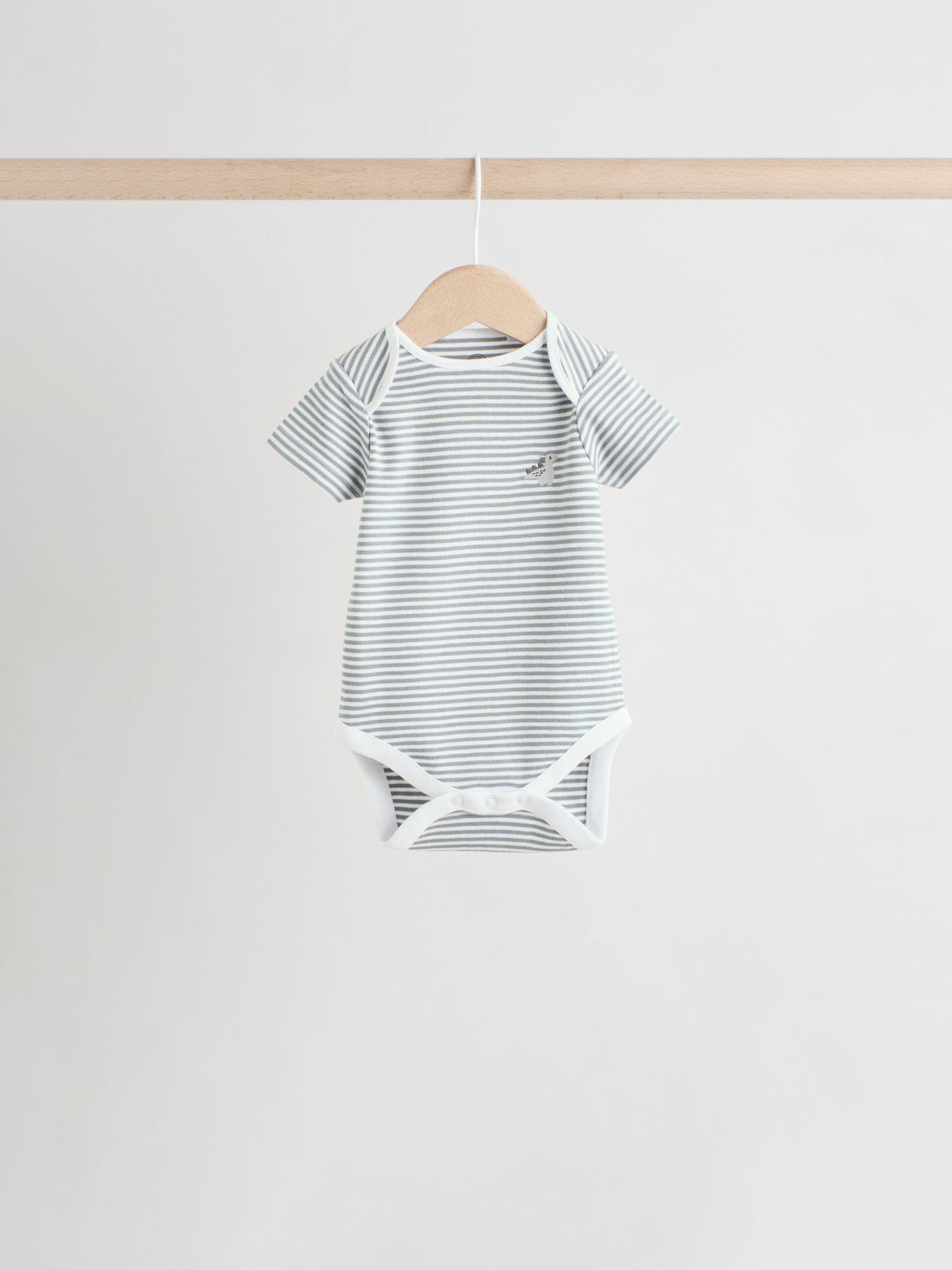 Grey Dinosaur Short Sleeve Baby Bodysuits 5 Pack