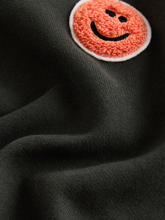 Charcoal Grey Embroidered Crew Neck Sweatshirt immediate