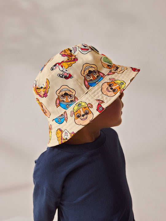 Cream Paw Patrol Bucket 100% Cotton Hat (1-10yrs)