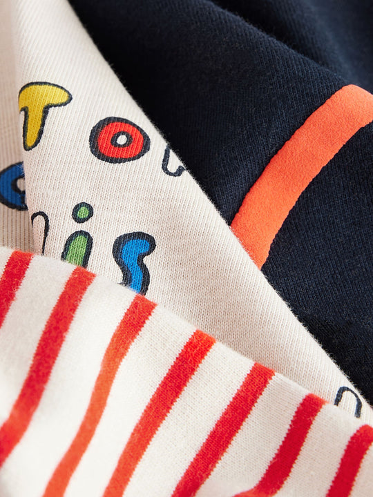 Red/Blue Space Short Sleeve T-Shirts 3 Pack (3mths-7yrs)
