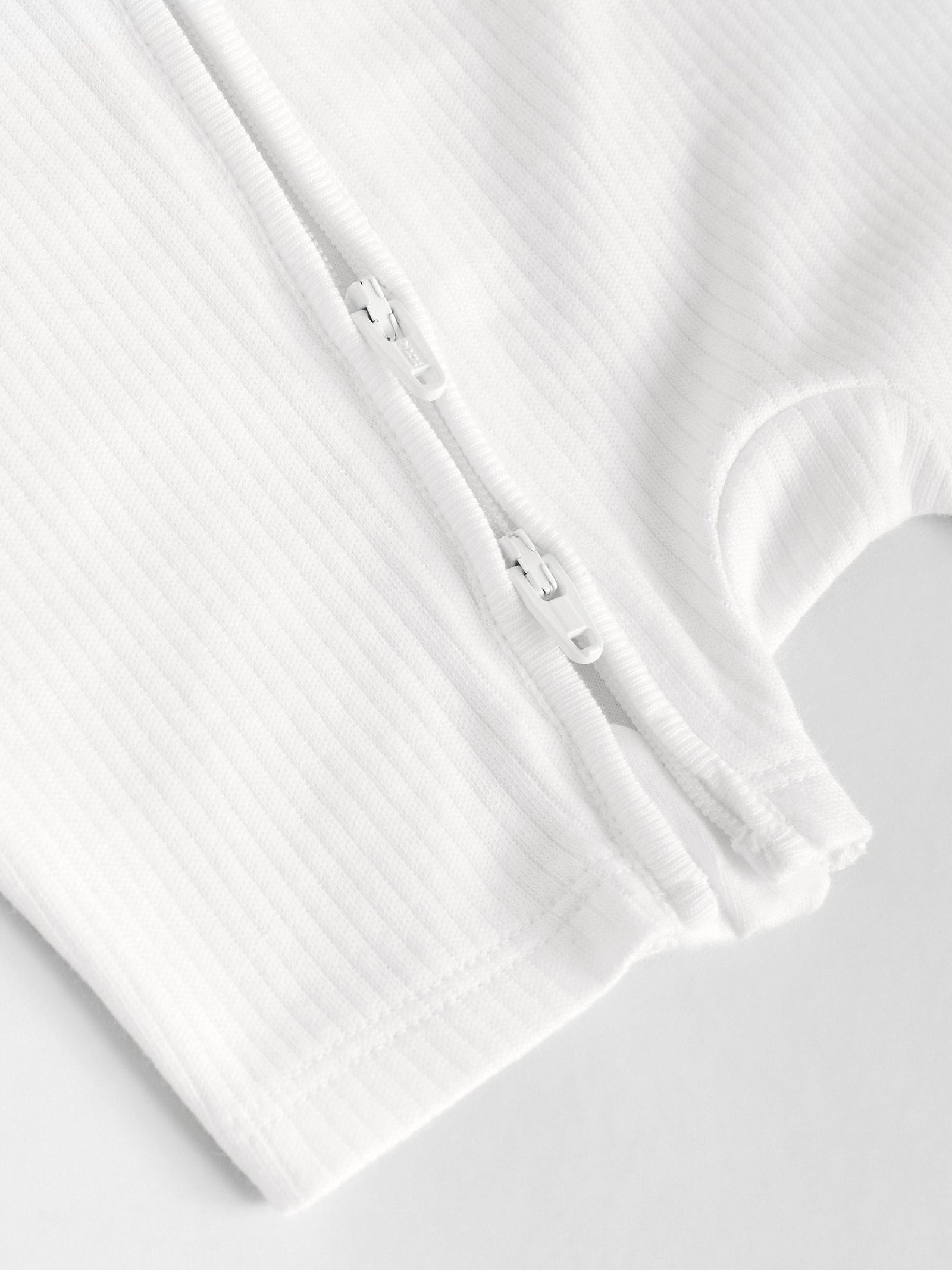 White 3 Pack Two Way Zip Baby 100% Cotton Rompers (0mths-3yrs)