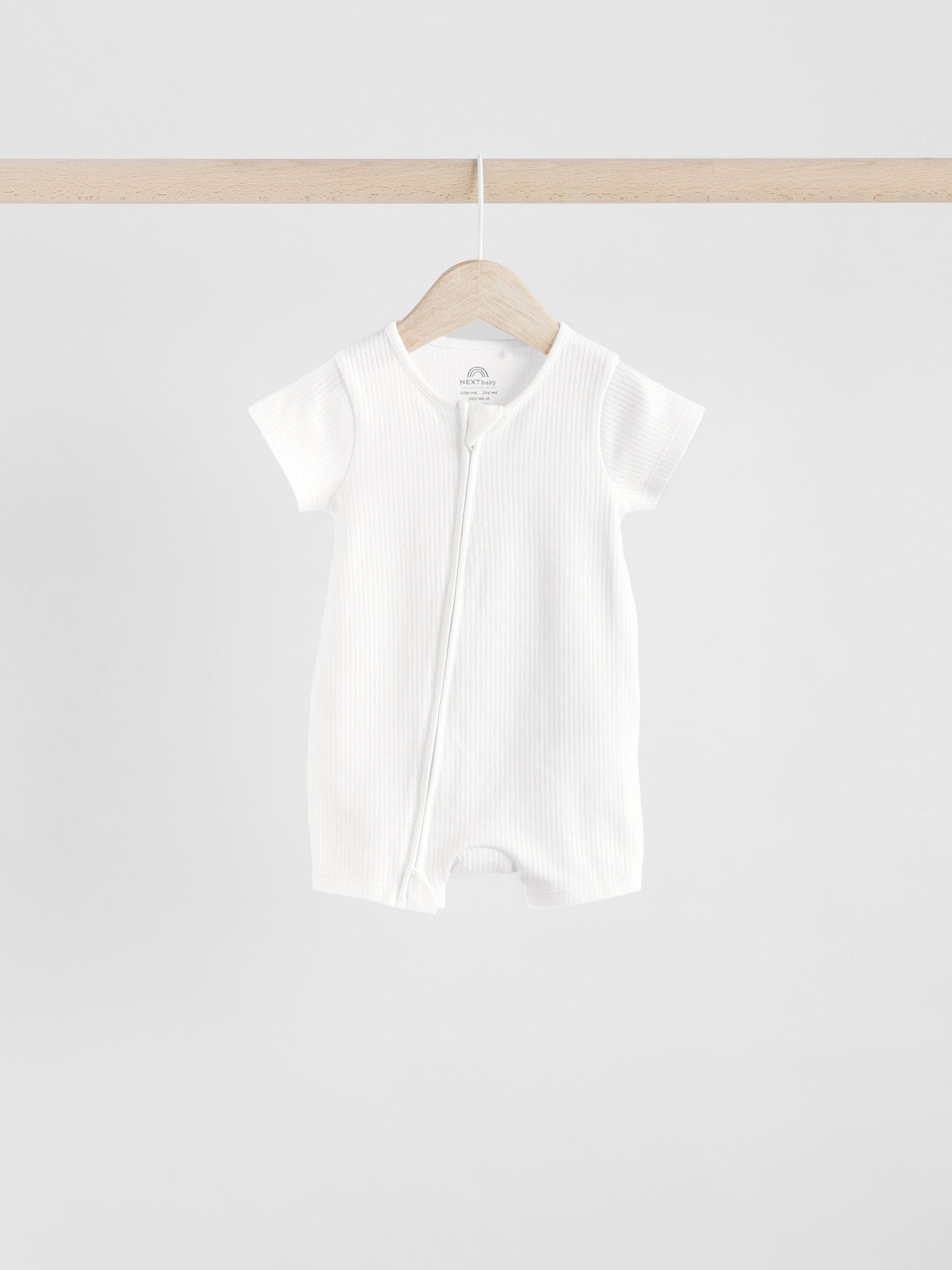 White 3 Pack Two Way Zip Baby 100% Cotton Rompers (0mths-3yrs)