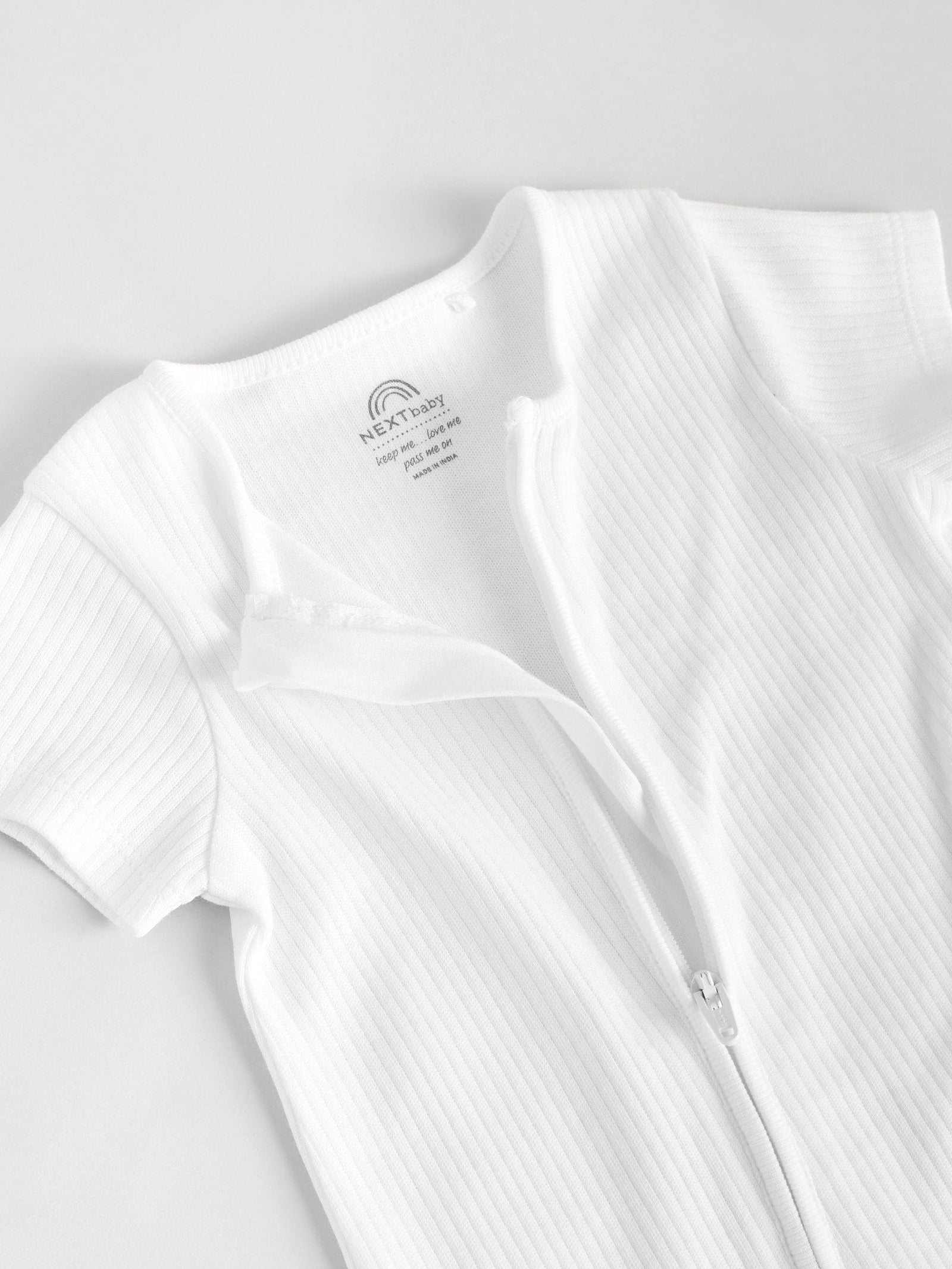 White 3 Pack Two Way Zip Baby 100% Cotton Rompers (0mths-3yrs)