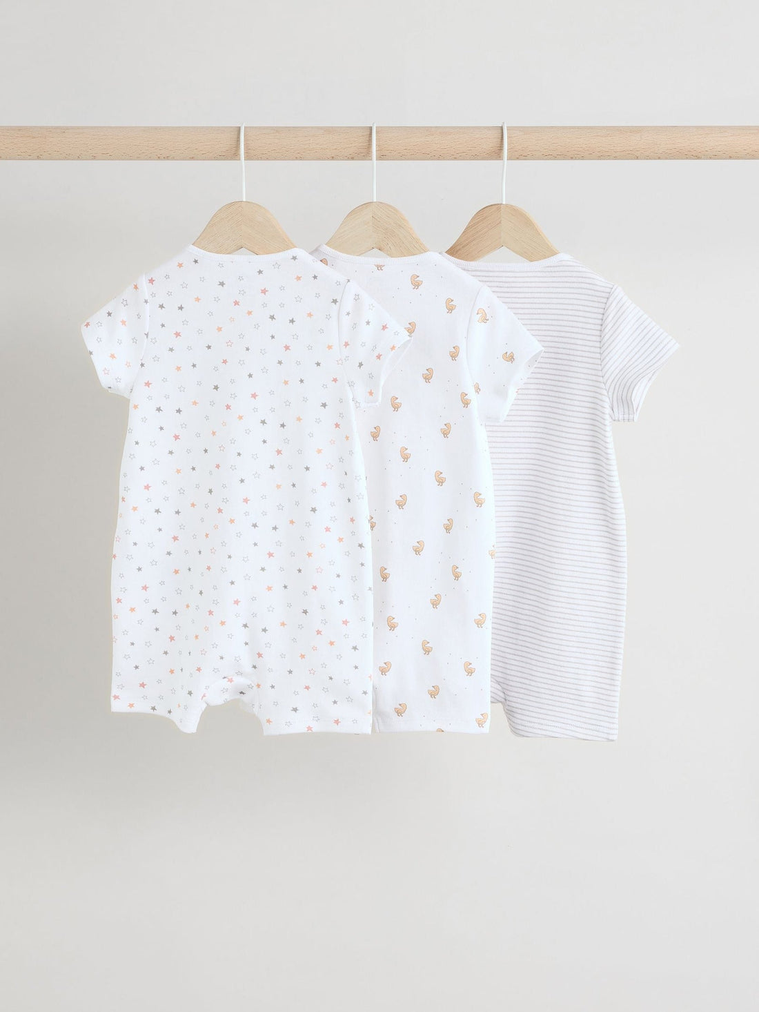White 100% Cotton Two Way Zip Romper Sleepsuits 3 Pack (0mths-3yrs)