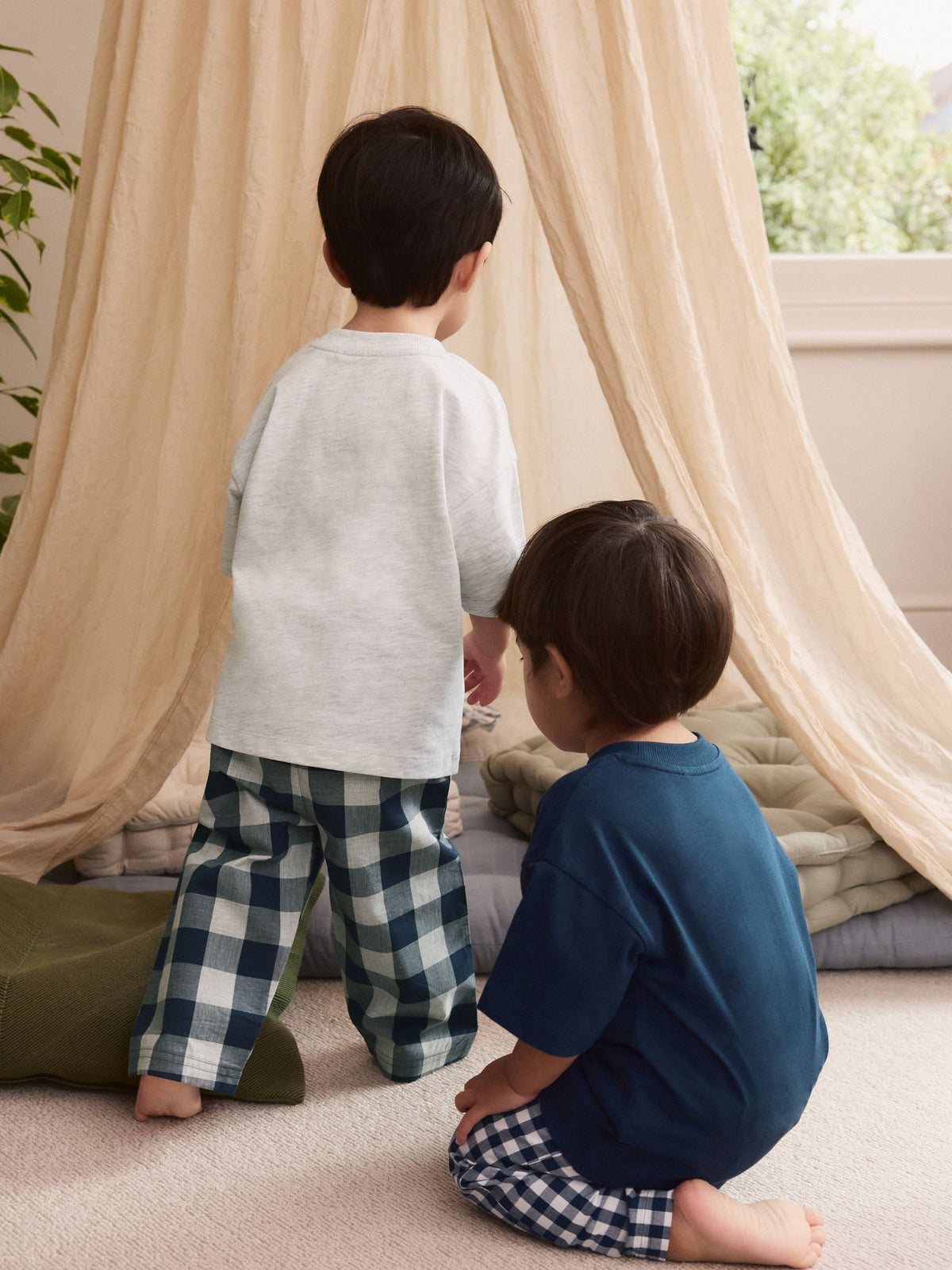 Blue/White Short Sleeve Long Pyjamas 2 Pack (9mths-12yrs)