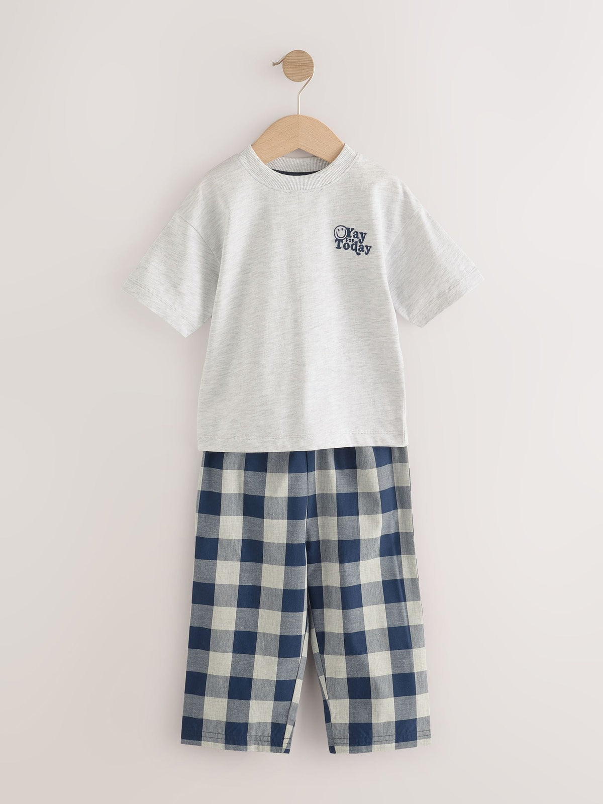Blue/White Short Sleeve Long Pyjamas 2 Pack (9mths-12yrs)