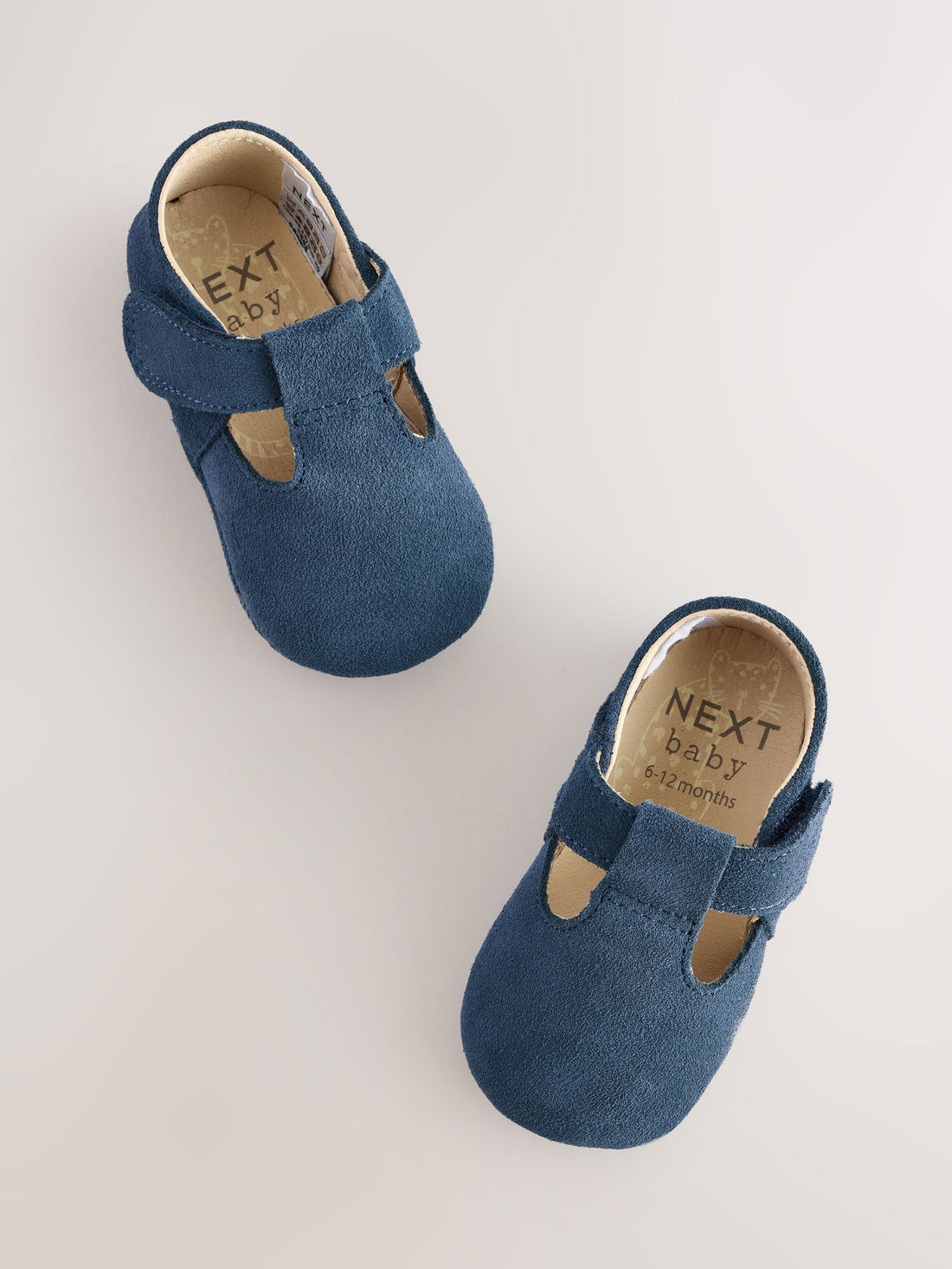 Navy Suede Leather Baby T-Bar Shoes (0-24mths)