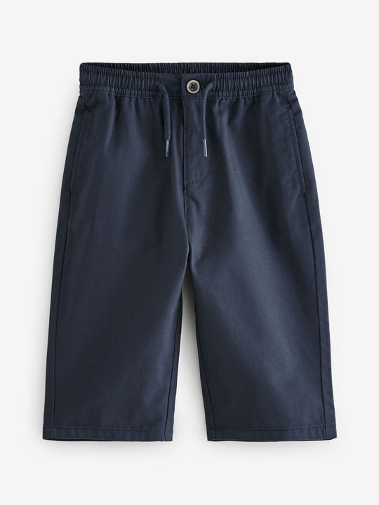 Navy Wide Leg 100% Cotton Chino Trousers with Elasticated Waist (3mths-7yrs)