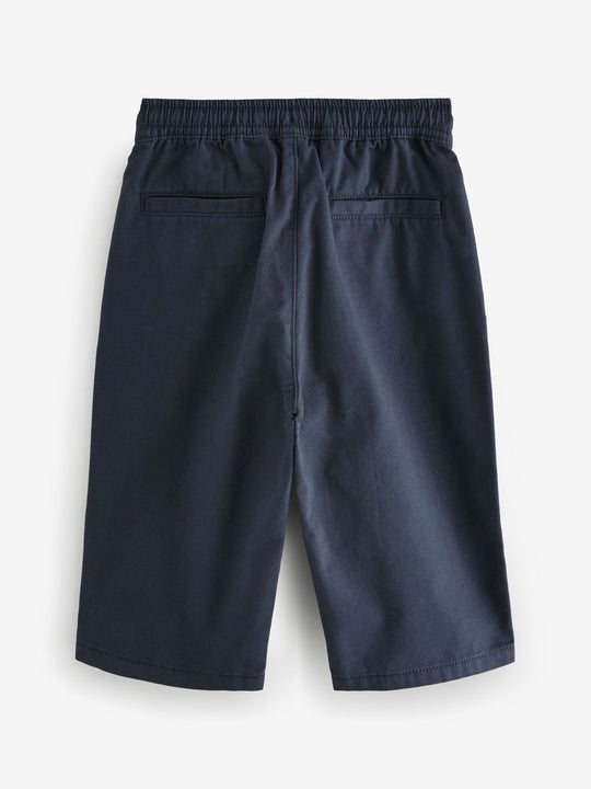 Navy Wide Leg 100% Cotton Chino Trousers with Elasticated Waist (3mths-7yrs)