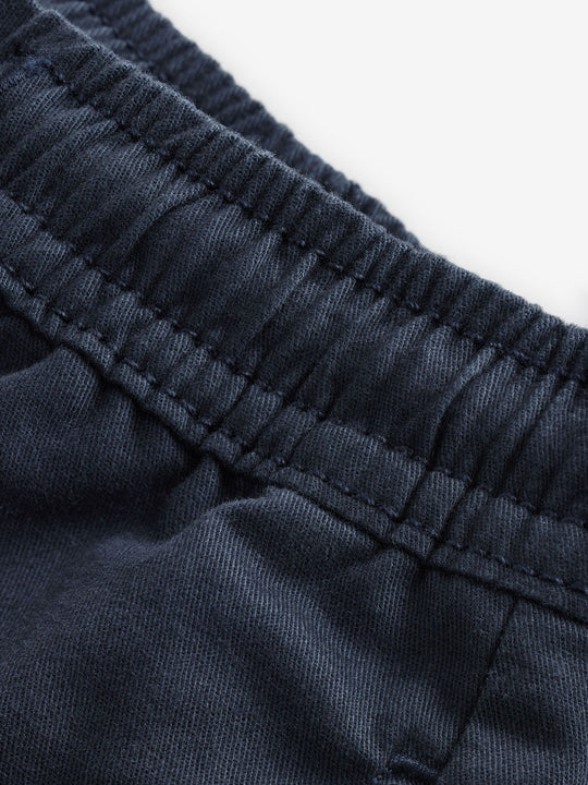 Navy Wide Leg 100% Cotton Chino Trousers with Elasticated Waist (3mths-7yrs)