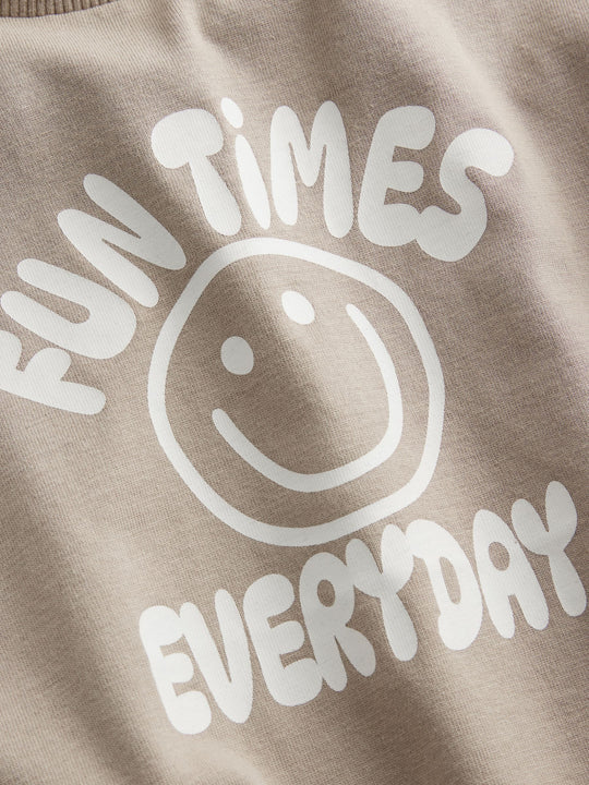 Neutral Fun Times Simple Short Sleeve T-Shirt (3mths-7yrs)