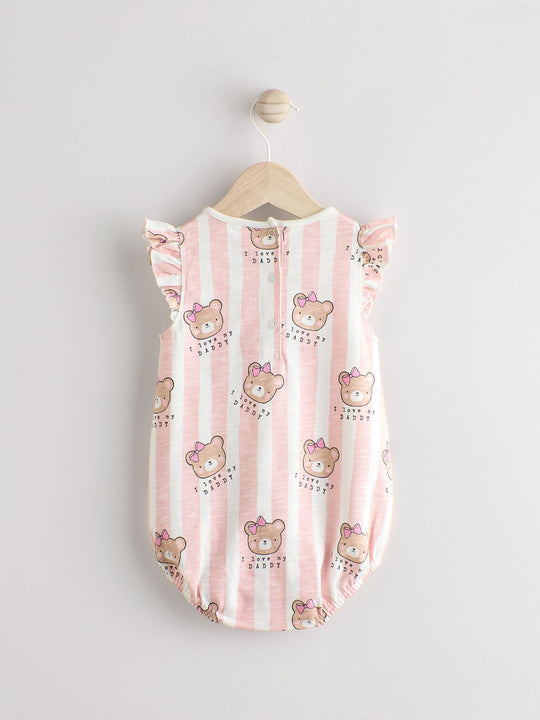 Pink/White Stripe I Love My Daddy Baby Bloomer Romper