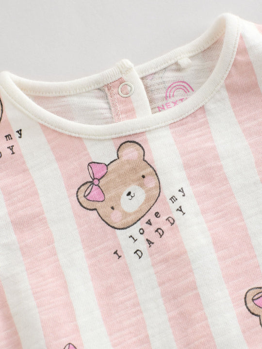 Pink/White Stripe I Love My Daddy Baby Bloomer Romper