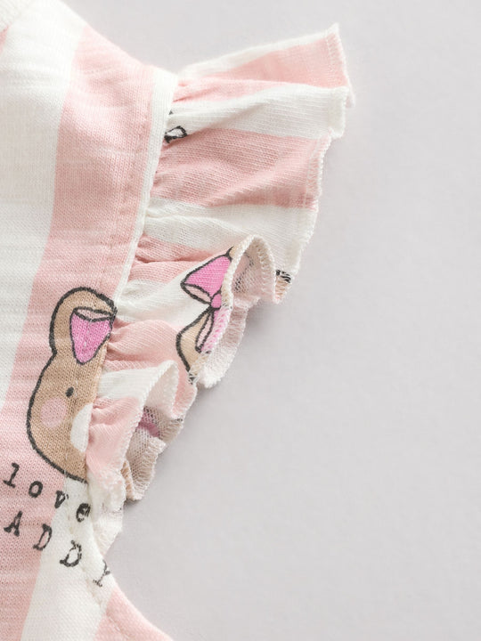 Pink/White Stripe I Love My Daddy Baby Bloomer Romper