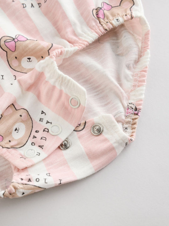 Pink/White Stripe I Love My Daddy Baby Bloomer Romper