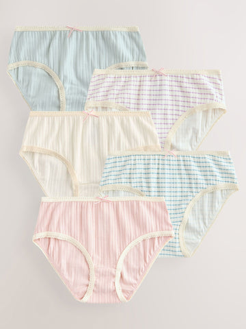 Stripe/Plain Texture Briefs 5 Pack (1.5-16yrs)