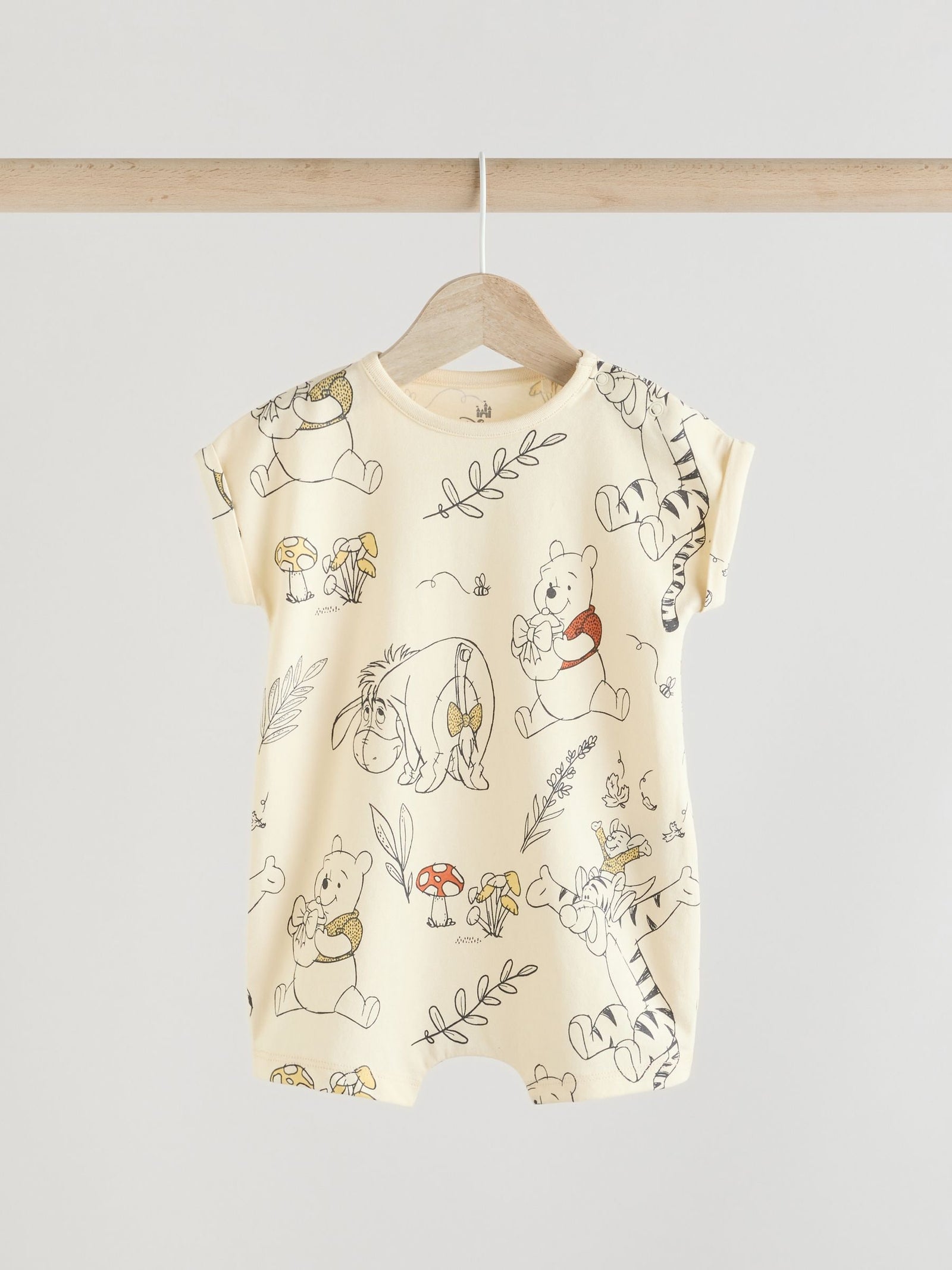 Yellow/White 2 Pack Printed Winnie The Pooh Baby Rompers