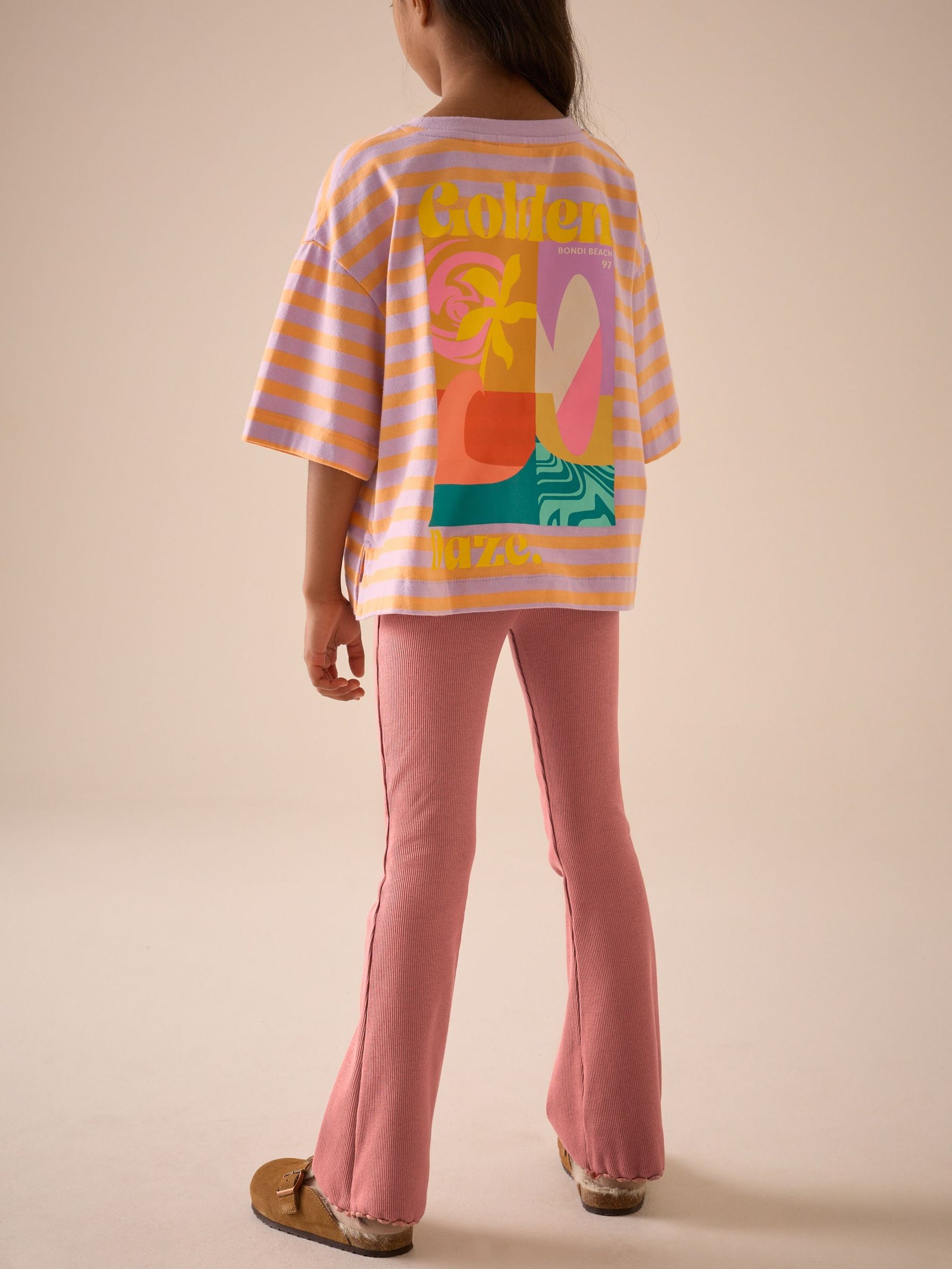 Rust Pink 1 Pack Rib Flare Leggings (3-16yrs)
