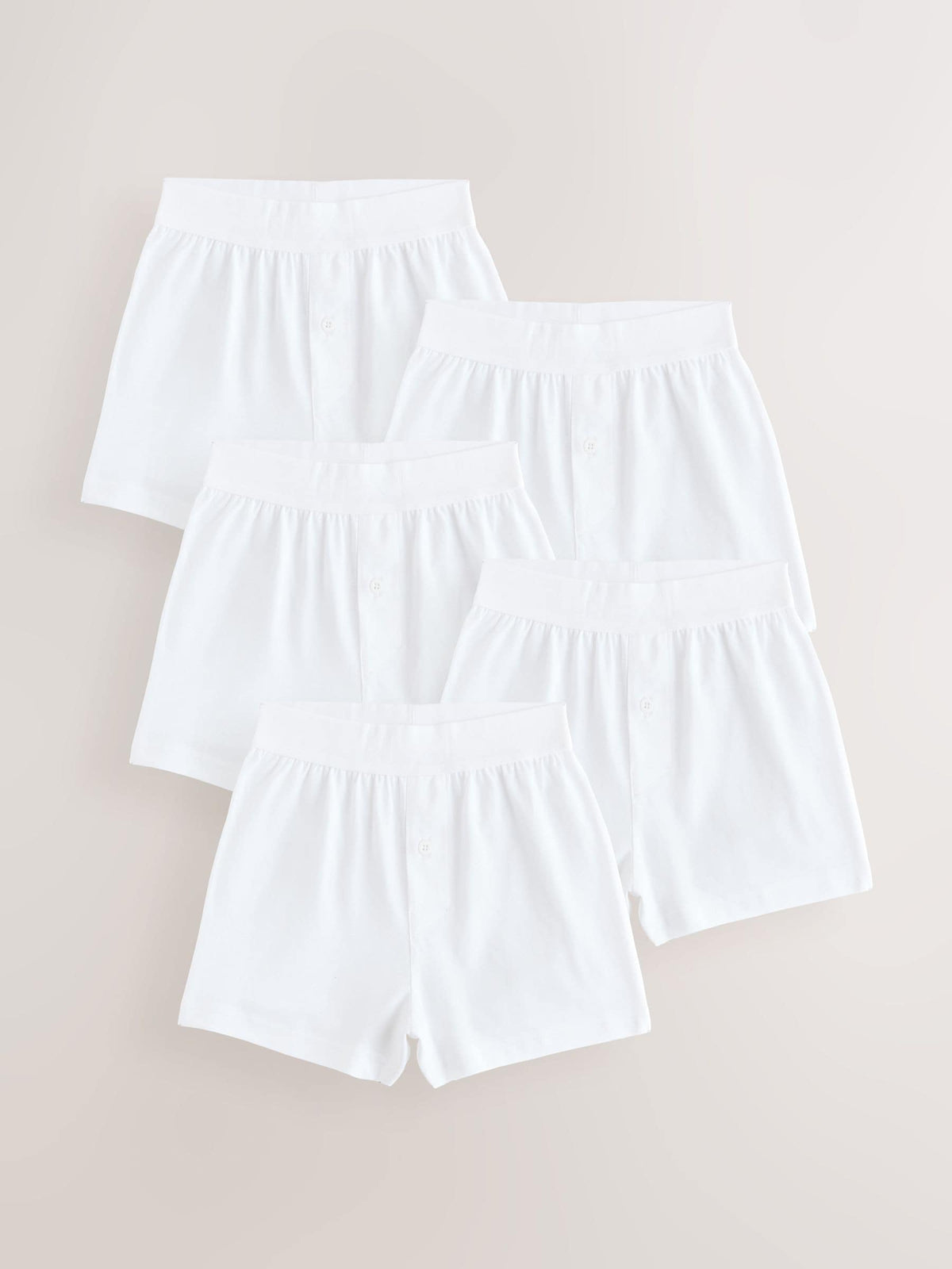 White Loose Fit 100% Cotton Boxers 5 Pack (1.5-16yrs)