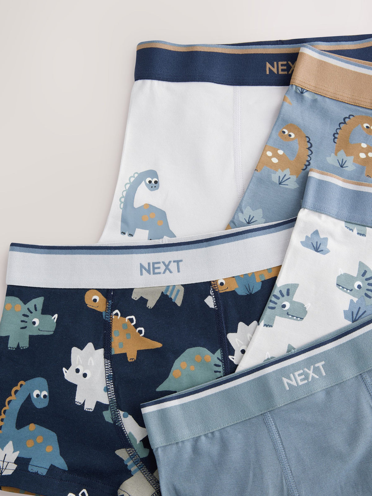 Blue/Brown Dino Trunks 5 Pack (1.5-12yrs)