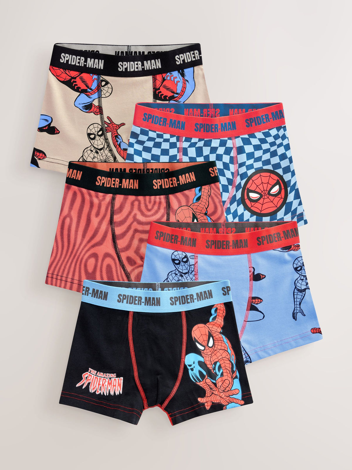 Red Spiderman Trunks 5 pack (1.5-10yrs)