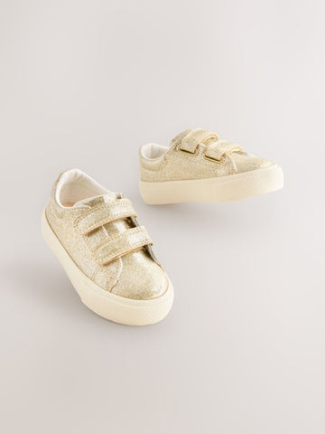 Gold Wide Fit (G) Chunky Trainers With Touch Fastening