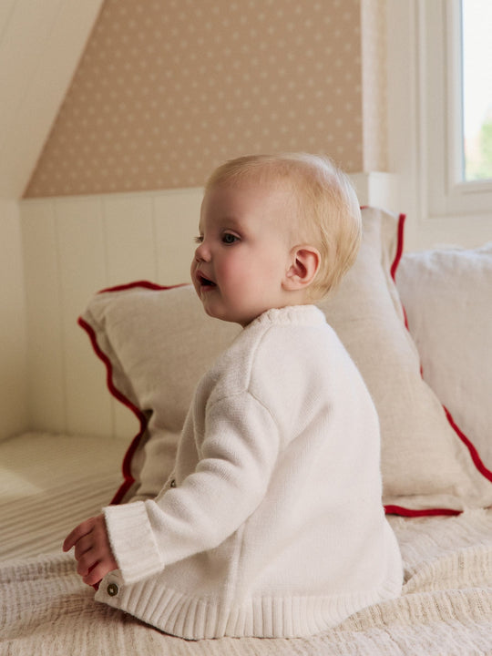 Cream Embroidered Bow Baby Cardigan (0mths-2yrs)