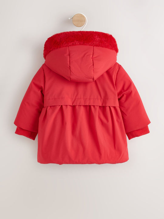 Red Bow Puffer Baby Jacket (0mths-2yrs)