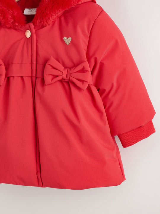 Red Bow Puffer Baby Jacket (0mths-2yrs)