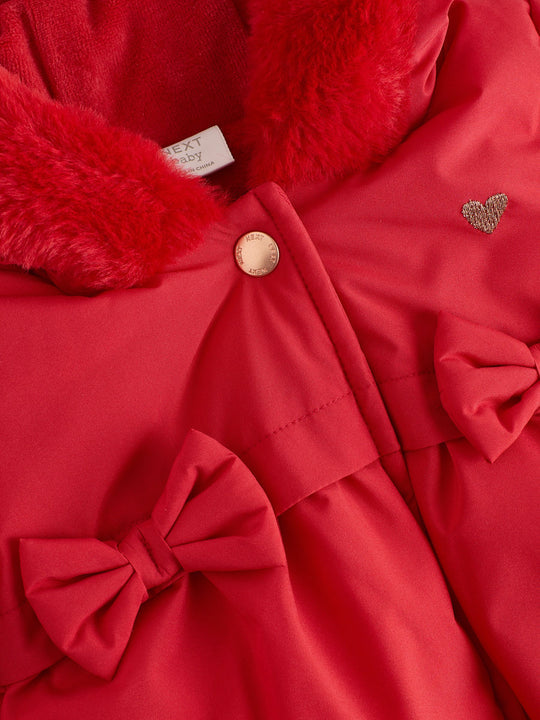 Red Bow Puffer Baby Jacket (0mths-2yrs)