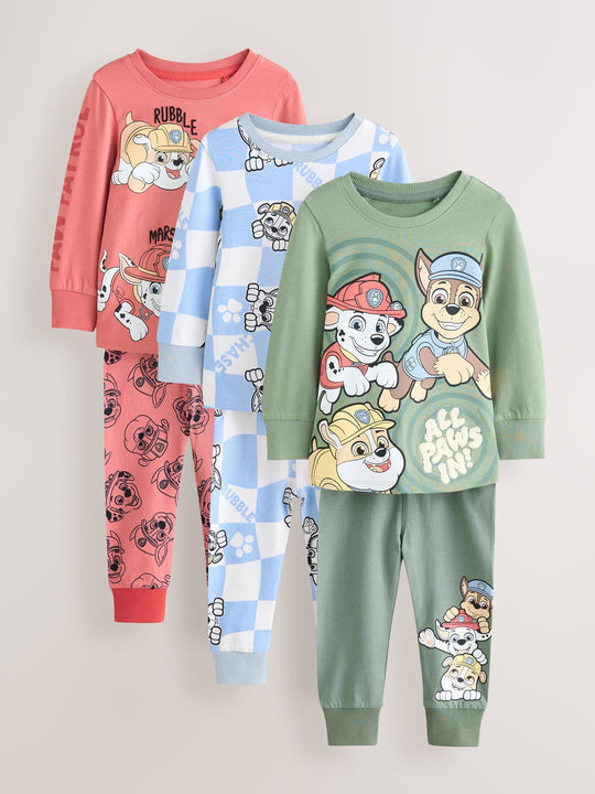 Green/Blue/Red Paw Patrol Snuggle Pyjamas 3 Pack (9mths-9yrs)