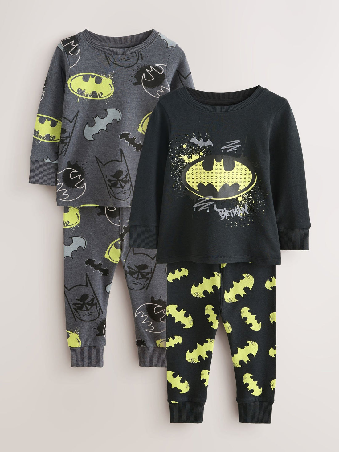 Black Batman Snuggle Pyjamas 2 Pack (9mths-10yrs)