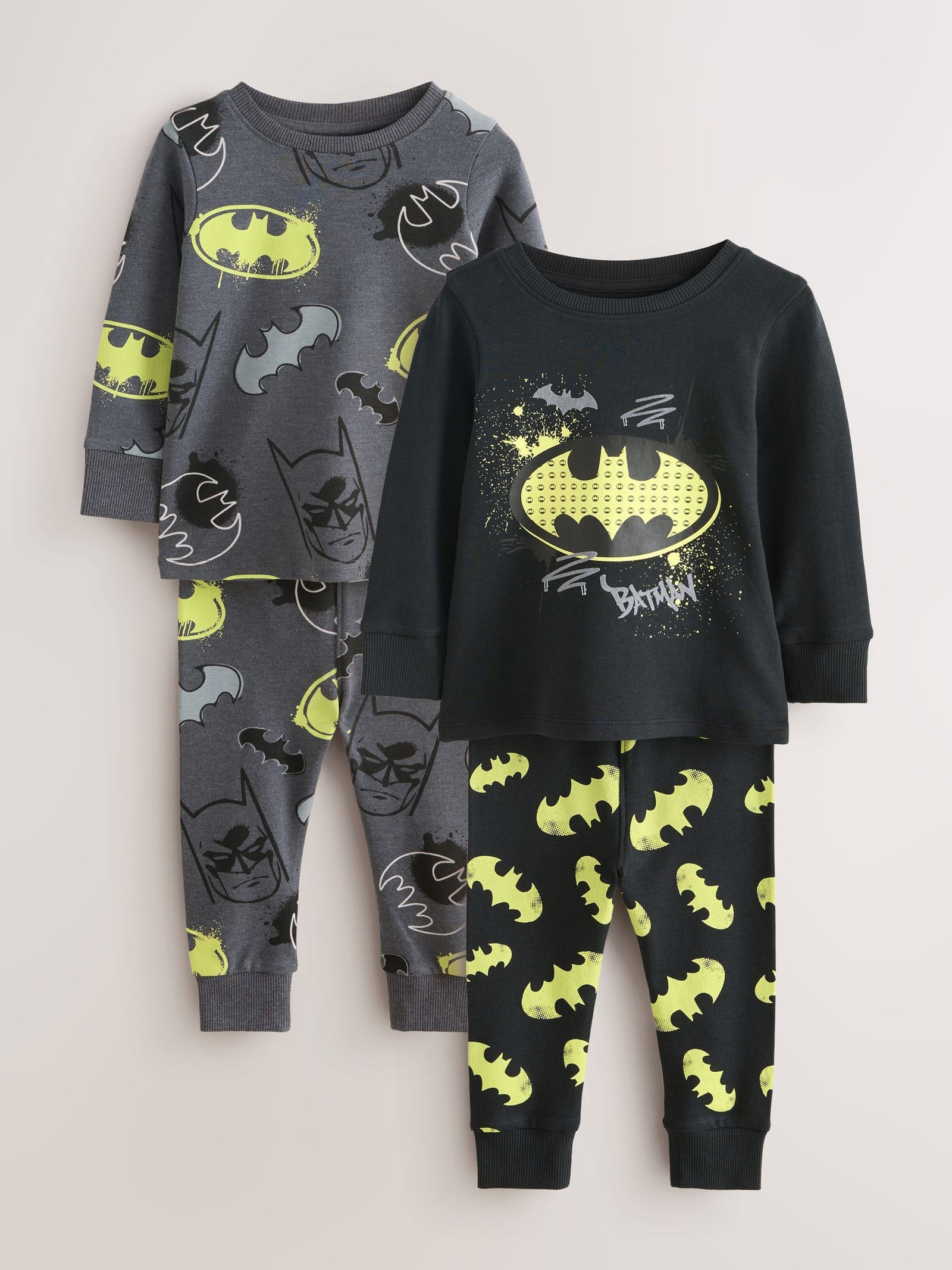 Black Batman Snuggle Pyjamas 2 Pack (9mths-10yrs)