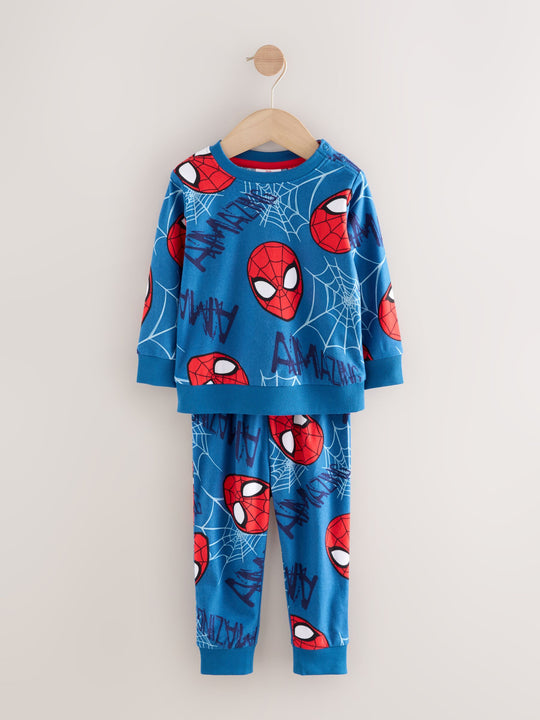 Navy Spiderman Single Cosy Fleece License Pyjamas (12mths-10yrs)