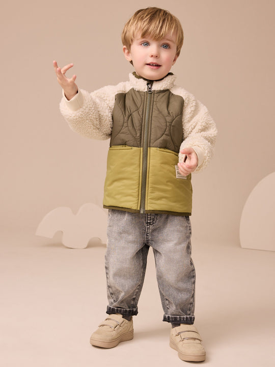 Green Borg Nylon Bomber Nylon Colourblock Shacket (3mths-7yrs)