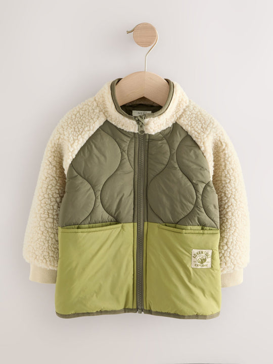 Green Borg Nylon Bomber Nylon Colourblock Shacket (3mths-7yrs)