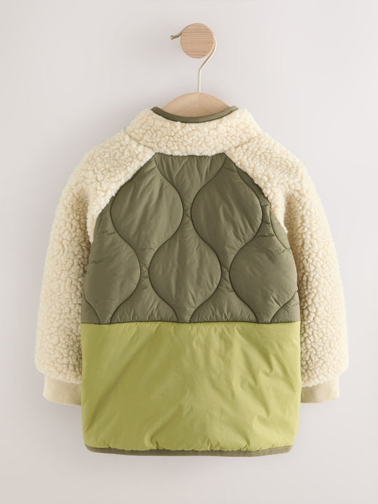 Green Borg Nylon Bomber Nylon Colourblock Shacket (3mths-7yrs)