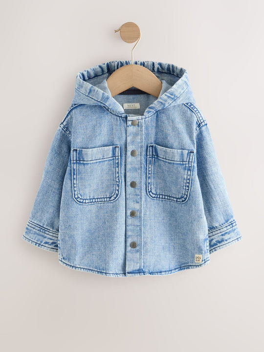 Mid Blue Denim Hooded Overshirt (3mths-7yrs)