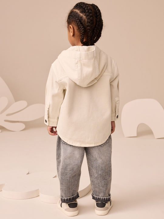 Ecru Bear Twill Hooded Overshirt and T-Shirt Set (3mths-7yrs)