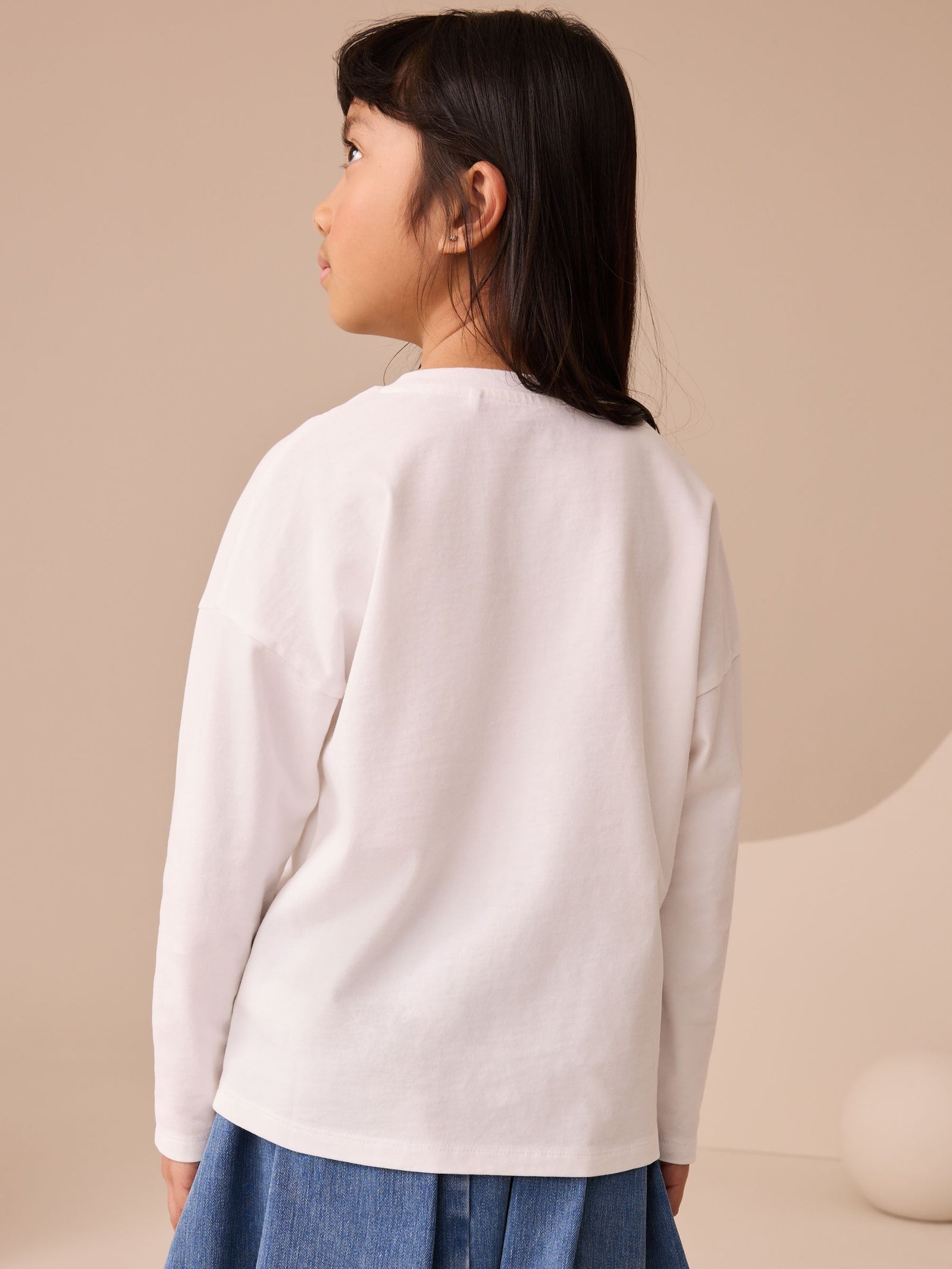 White Unicorn Print Long Sleeve Sequin Top (3-16yrs)