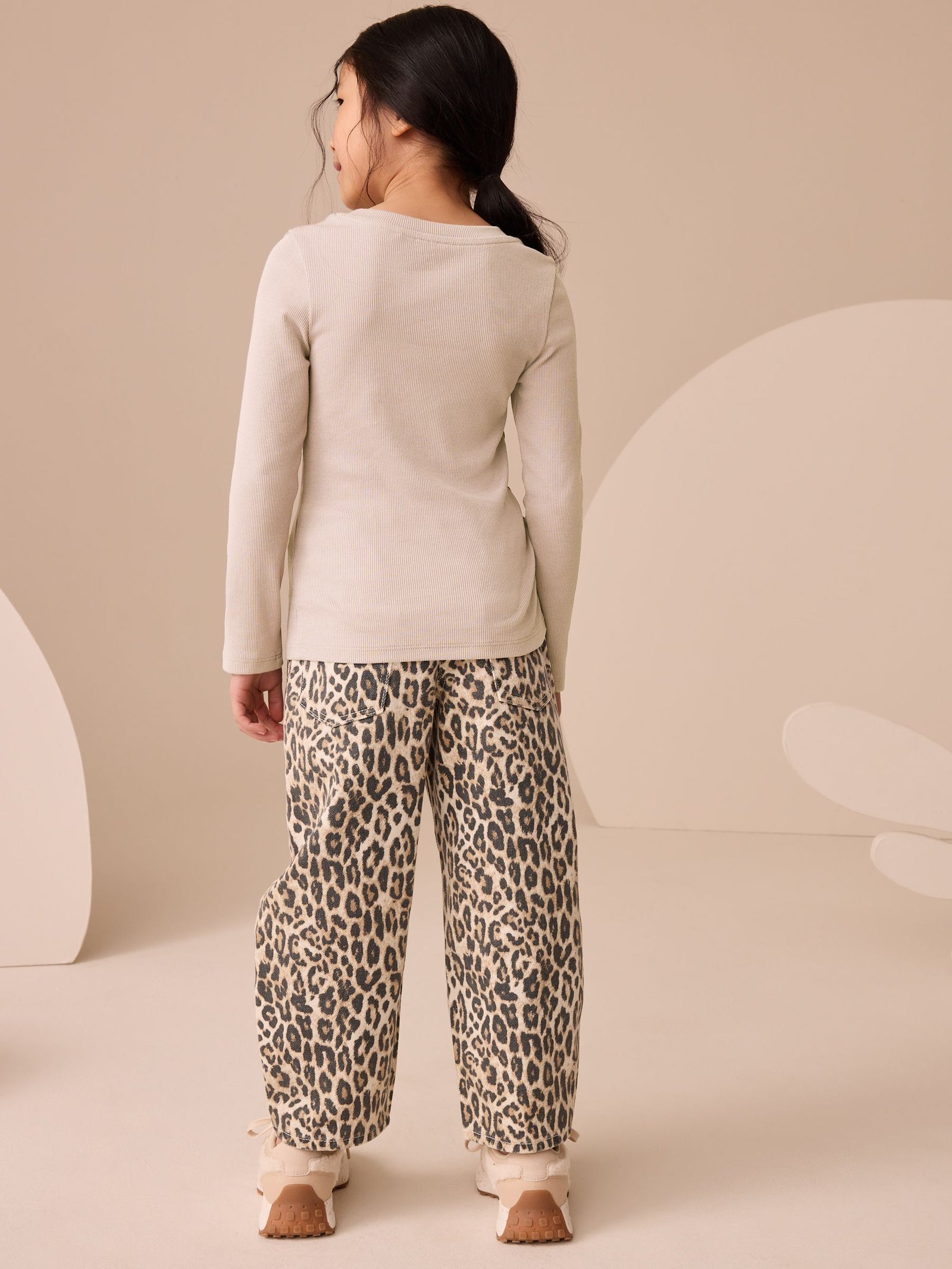 Neutral Long Sleeve Ribbed Top (3-16yrs)