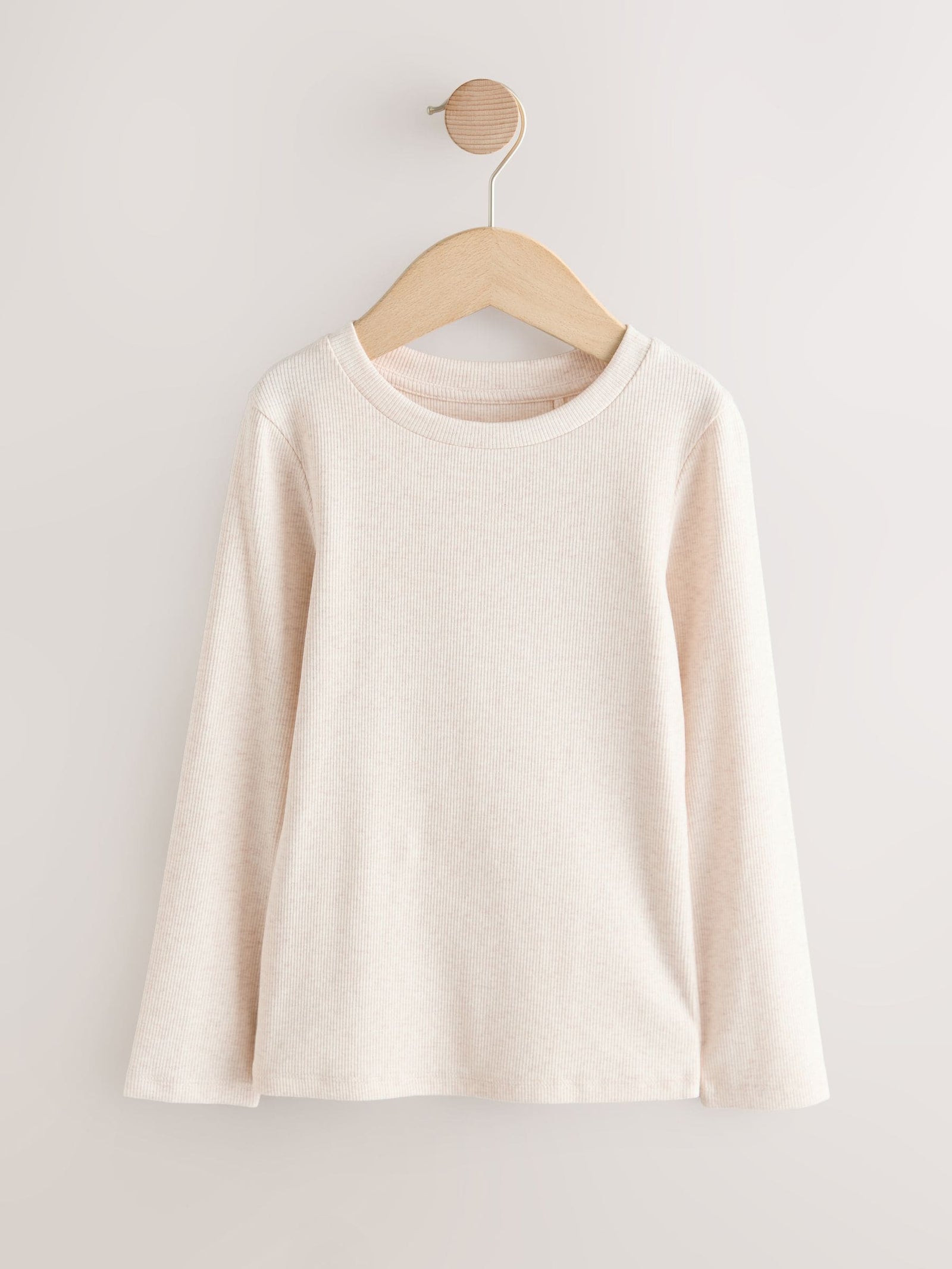 Neutral Long Sleeve Ribbed Top (3-16yrs)
