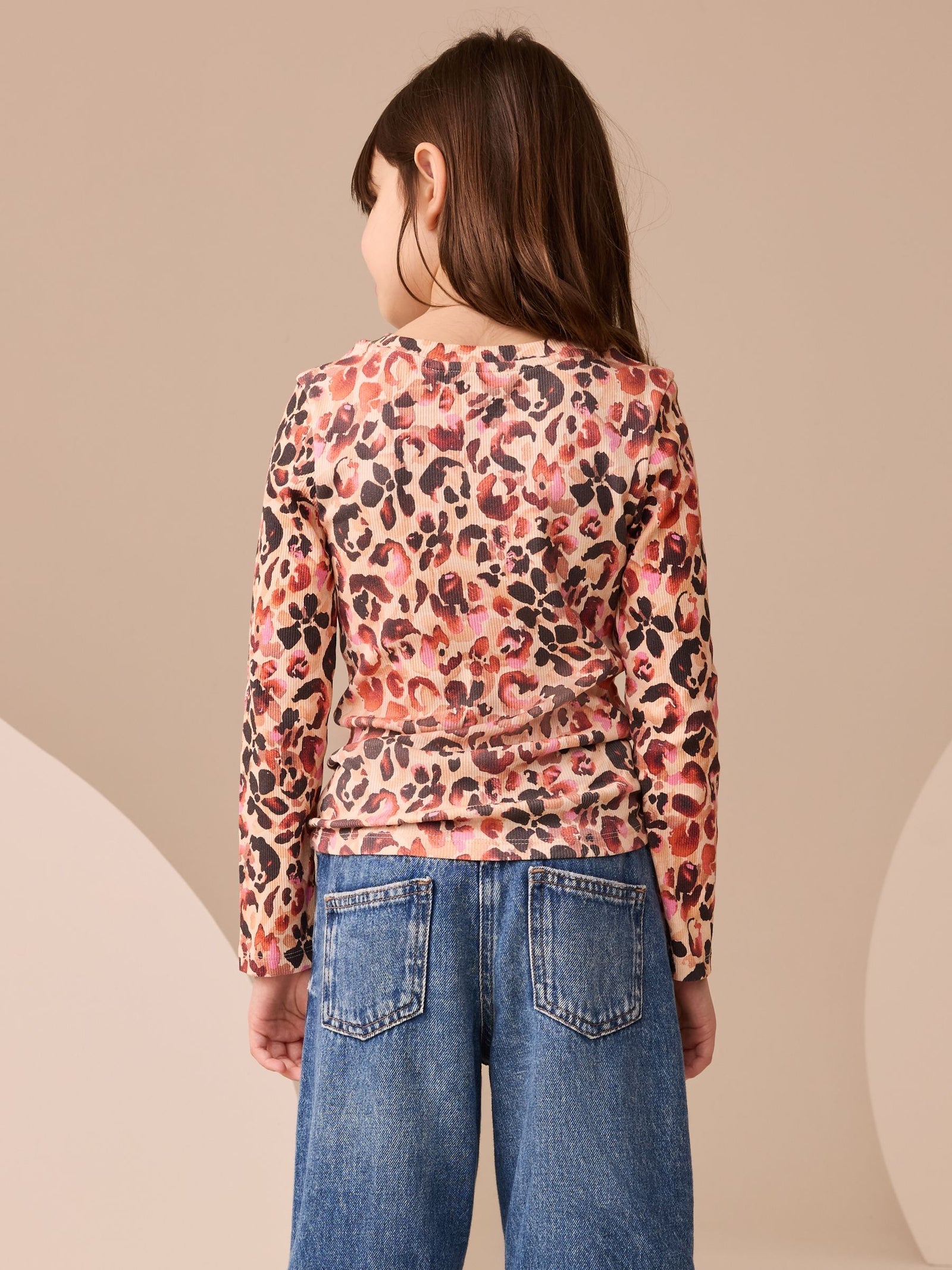 Leopard Long Sleeve Ribbed Top (3-16yrs)