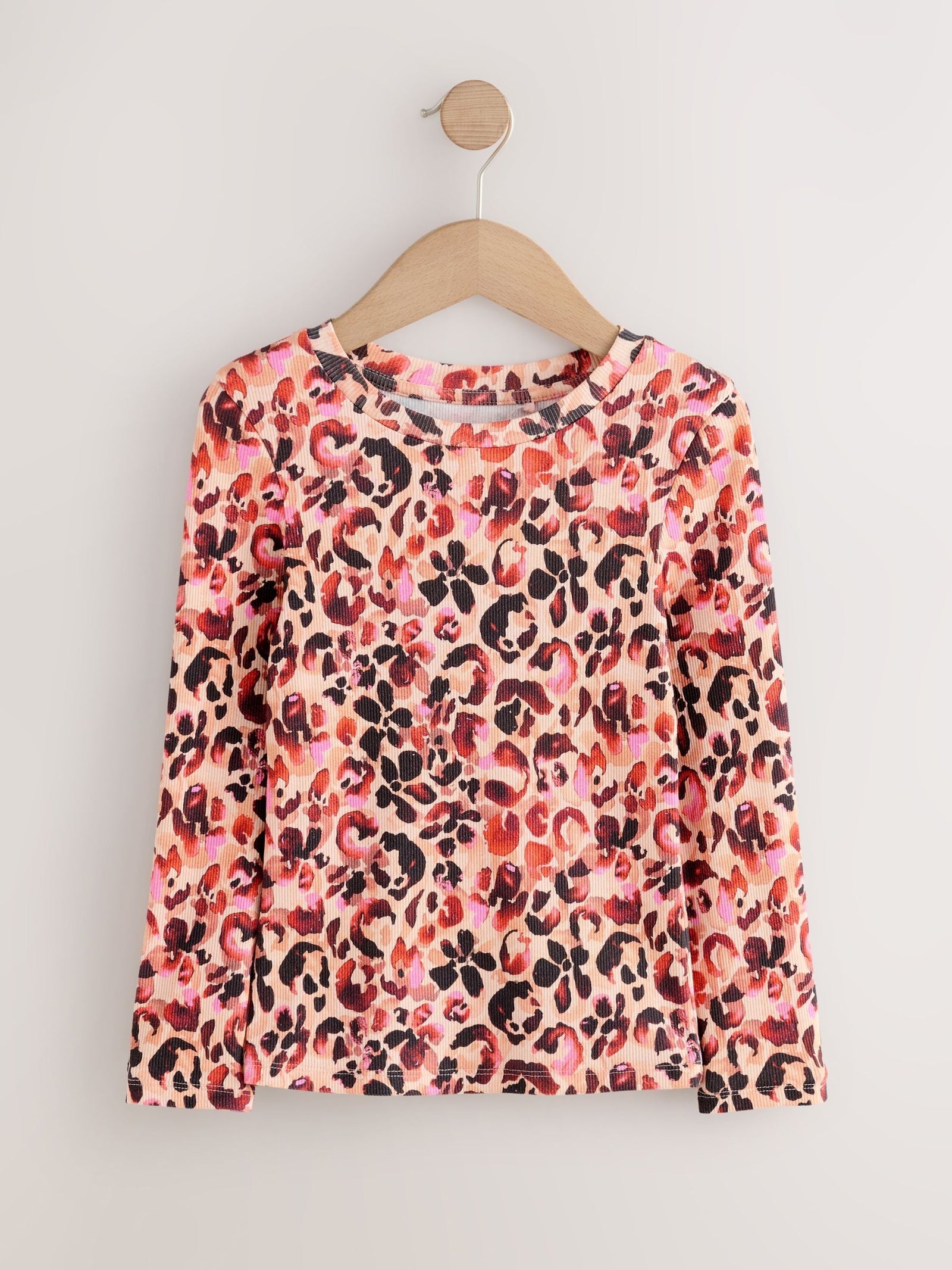 Leopard Long Sleeve Ribbed Top (3-16yrs)